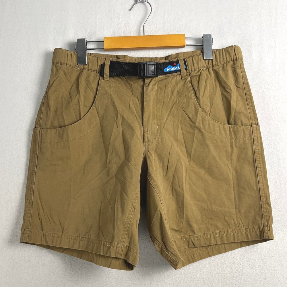 KAVU Mens Brown Cotton Canvas Belted Hiking Climbing Shorts Size Medium
